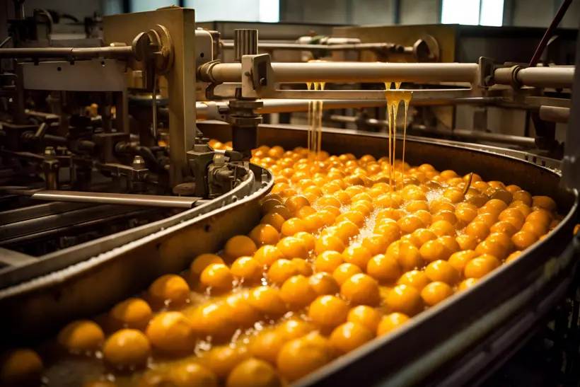 Production Orange Juice Conveyor With Orangesai Generated